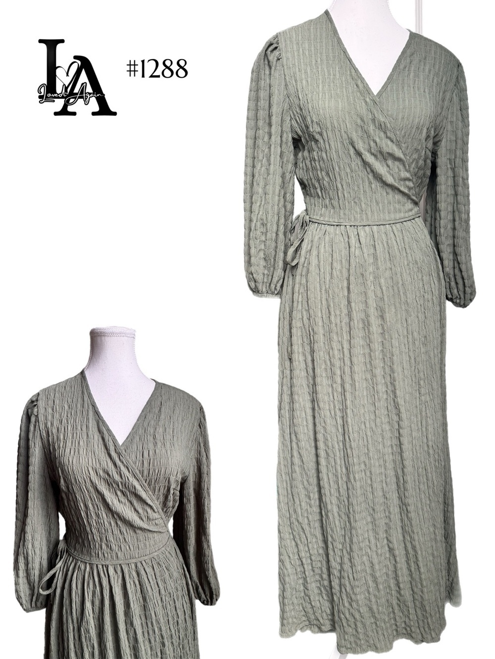 Shein Wrap-Style Sage Green Women's Maxi Dress